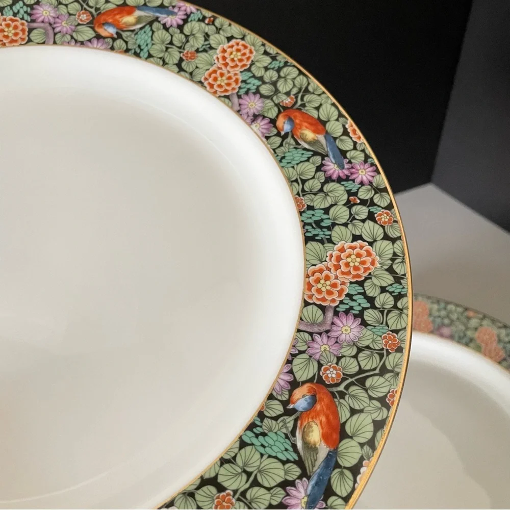 SET of 4 Parrot Bird Floral Dinner Plates - Rosenthal